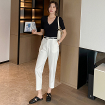 2021 spring new Korean slim fashionable suit pipe pants womens thick nine casual pants straight high waist trousers