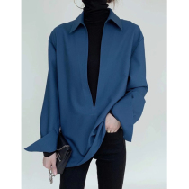 2022 Spring Autumn New Classic Stack Wearing Deep V 100 Hitch Shirt Woman Long Sleeve Design Sensation Half Open Collar Matching Blouse Tide