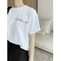 Round neck temperament print casual short sleeve T-shirt female simple exquisite letter printing mercerized cotton loose comfortable T-shirt