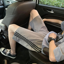 Summer sports shorts mens Tide brand ins loose five-point pants Super fire cec striped beach pants mens 5 points middle pants