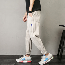 Overalls mens trendy brand pants mens Korean fashion ins ankle-length pants mens casual wild loose straight mens trousers