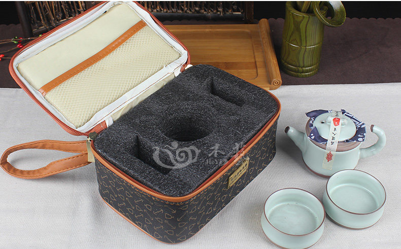 旅行茶具包车载旅游便携包 耐磨防滑pu功夫茶具收纳包特价_7折现价22