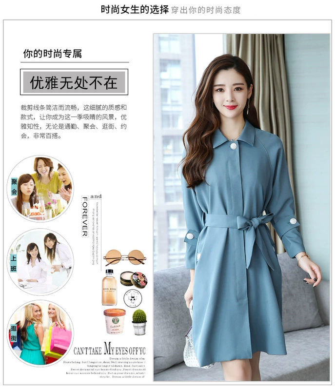 Manlan Piaoxiang 2019 mùa xuân mới cộng với kích thước của phụ nữ mùa xuân và mùa thu trung thu mỏng đã giặt áo khoác gió bông phụ nữ - Trench Coat
