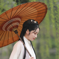 Poetry and bamboo oil-paper umbrella rain and sun protection practical antique handmade old-fashioned Chinese clothing full of yarn photography prop umbrella