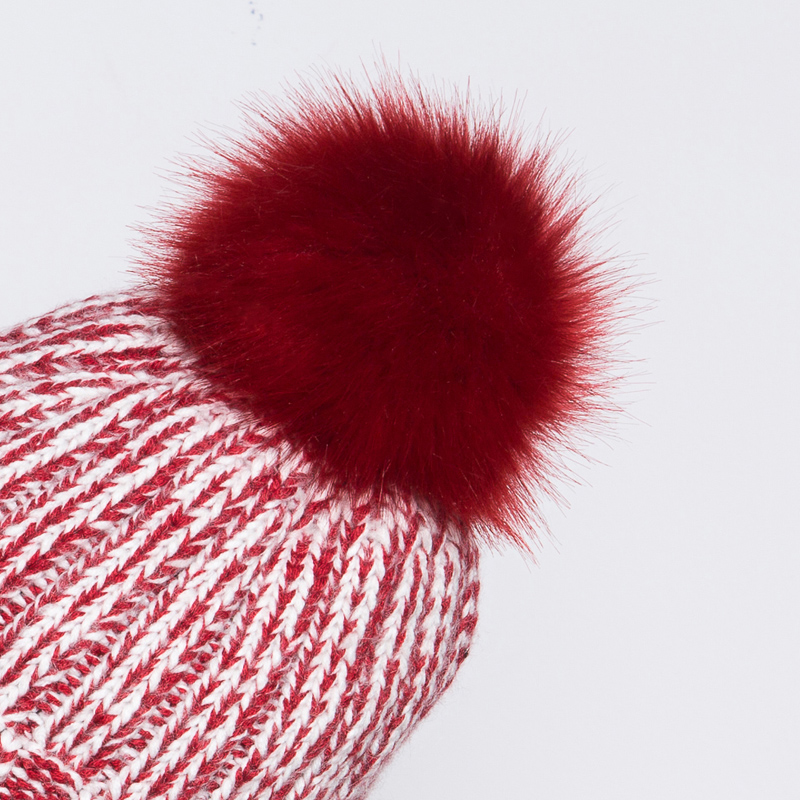 ZIYI 6系列新款女帽秋冬季毛球毛线帽混色针织帽双层加厚产品展示图2