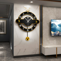 Nordic wall clock Simple modern personality fashion deer head clock wall hanging living room household creative light luxury atmosphere hanging watch