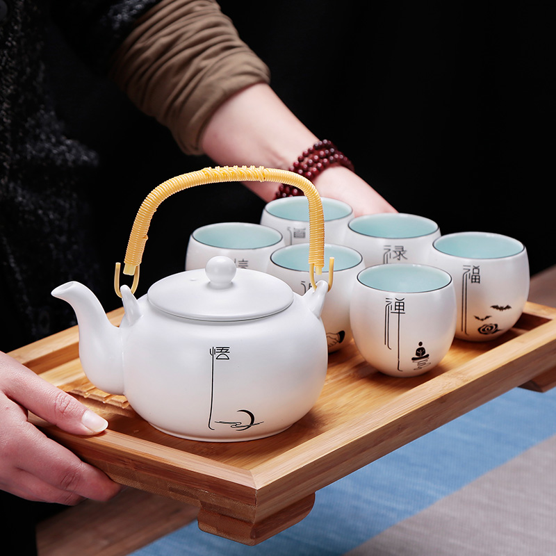 Ceramic household large teapot large - capacity single girder pot pot teapot CiHu hotel restaurant guest room tea kettle