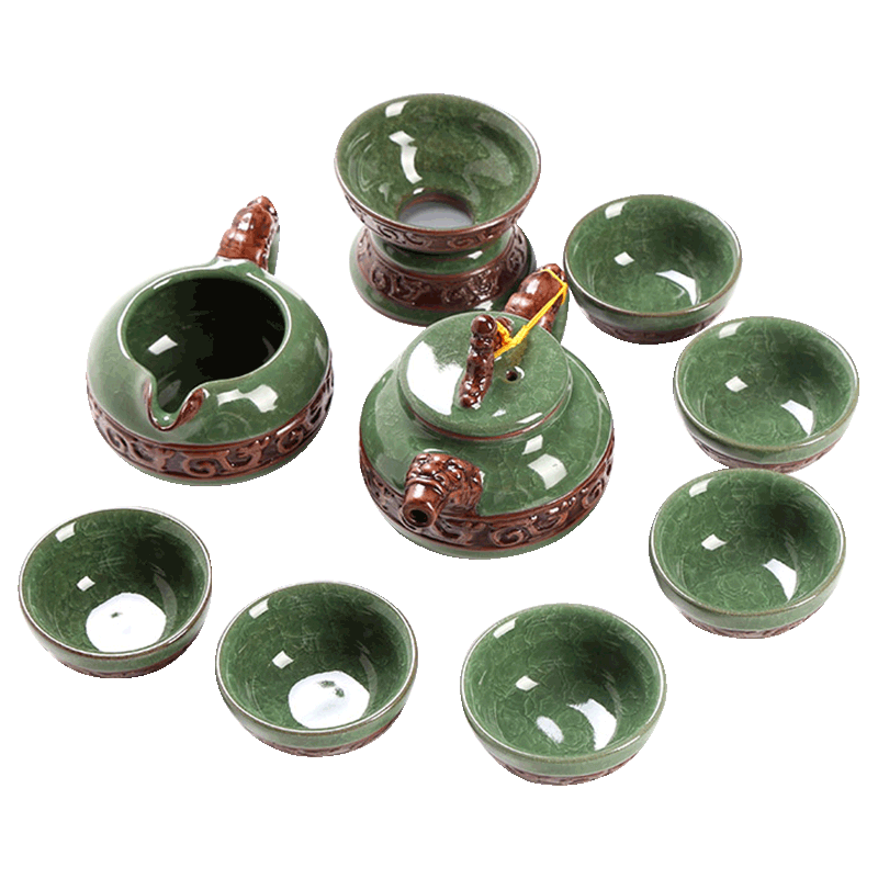 Kung fu tea ice crack tureen tea ware ceramic cups combination creative Chinese style home office of a complete set of suits for