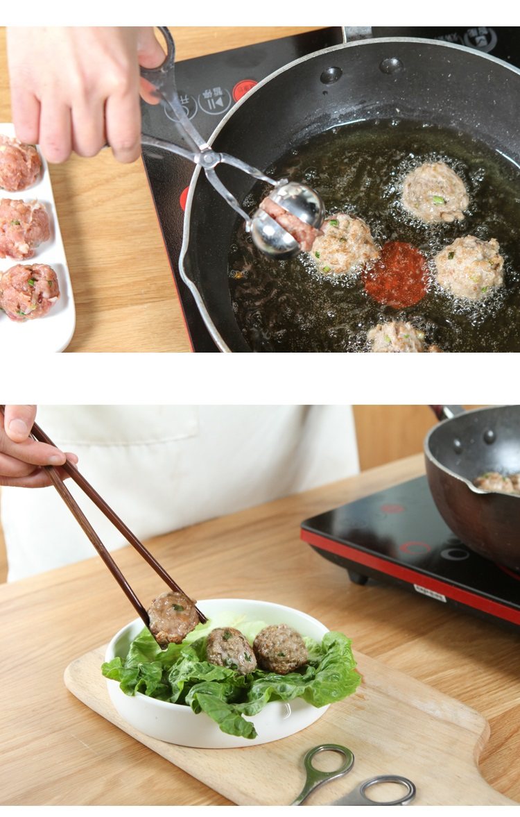 家用厨房不锈钢肉丸子制作器做鱼丸虾球炸牛肉丸圆形汆丸模具工具