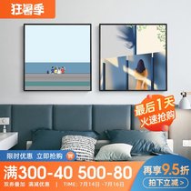 Modern simple small fresh square living room bedroom decorative painting Sofa background wall painting Hanging painting