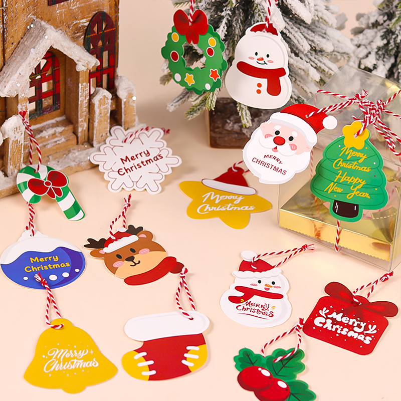 Santa Christmas Tree snowman Hanging Cards Cartoon Christmas Packaging Gift Baking Cake Decoration Pendant Cards-Taobao