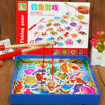 Gift kindergarten children student wooden quality intelligence early education toy magnetic kitten fishing fishing game