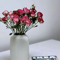 Special offer modern minimalist home ins wind vertical pattern three-dimensional smooth decoration white ceramic home countertop vase