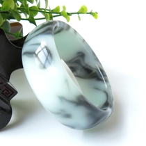 Xinjiang Hetian Jade Gold silk jade ink jade floating flower bracelet