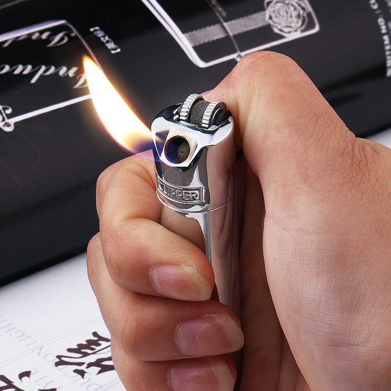 可利福clipper斜出火烟斗火机充气砂轮金属火石打火机定制刻字