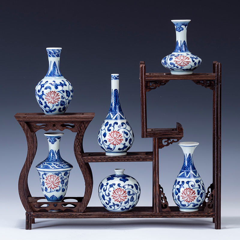 Jingdezhen blue and white porcelain hand - made ceramic mini creative flower arranging flowers floret bottle rich ancient frame furnishing articles suit