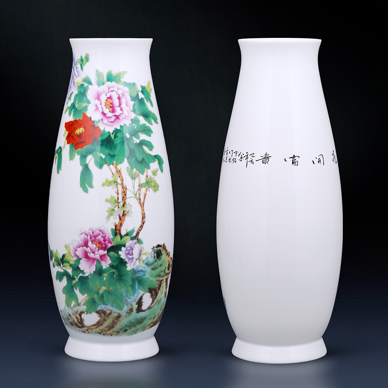 Jingdezhen porcelain ceramic large pastel figure painting of flowers and vase flower arranging furnishing articles sitting room of Chinese style household ornaments