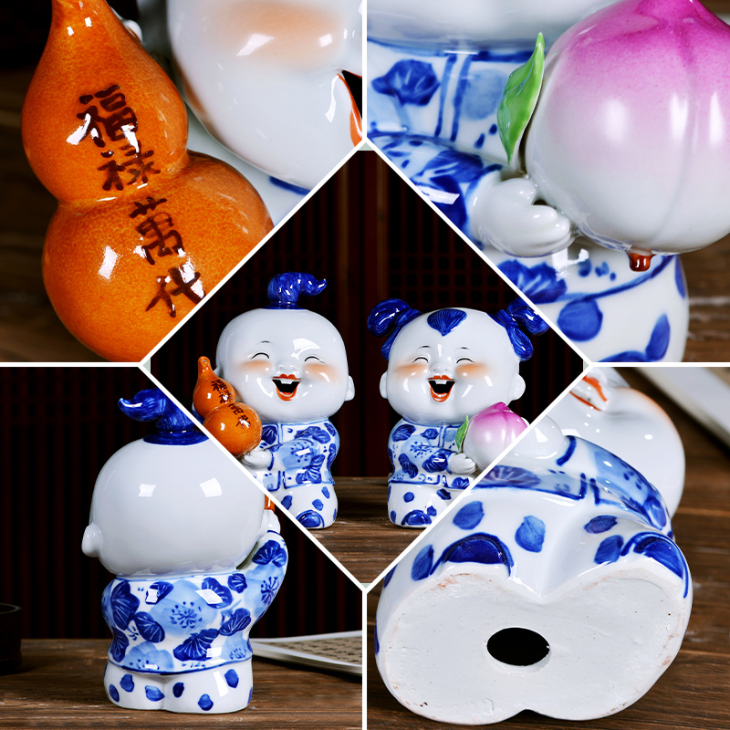 Jingdezhen porcelain ceramics festival of blue and white porcelain dolls furnishing articles wedding gift Chinese style household act the role ofing is tasted in the living room