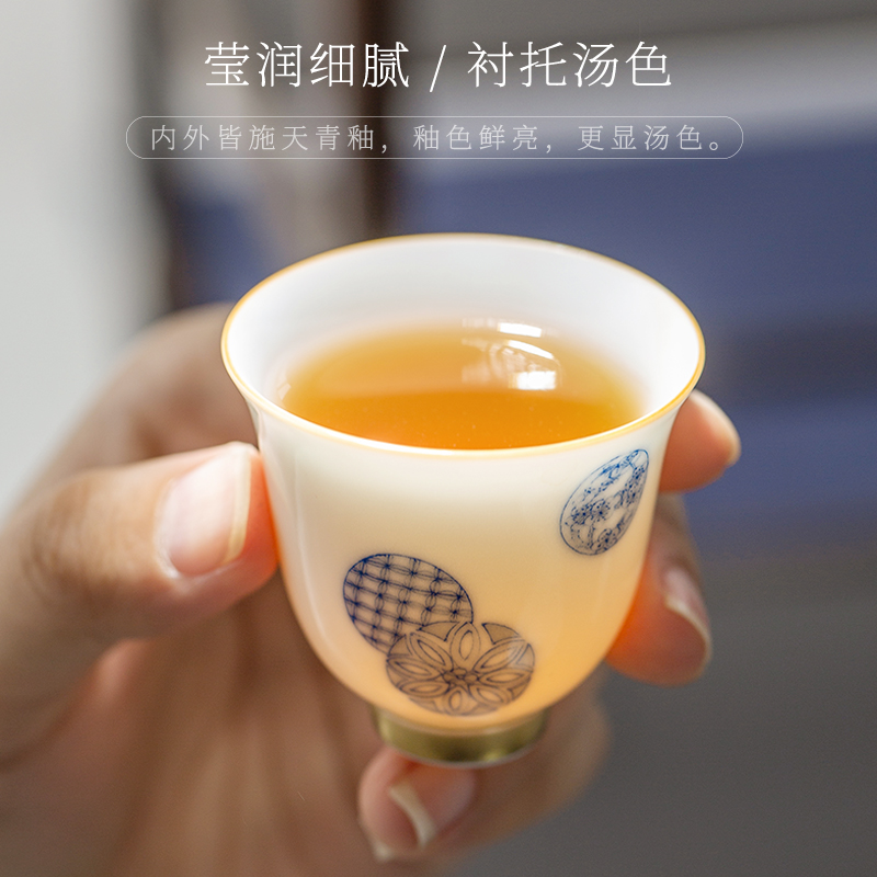 The Escape this hall hand - made porcelain ball flower masters cup cup jingdezhen ceramic sample tea cup single CPU single small tea cups
