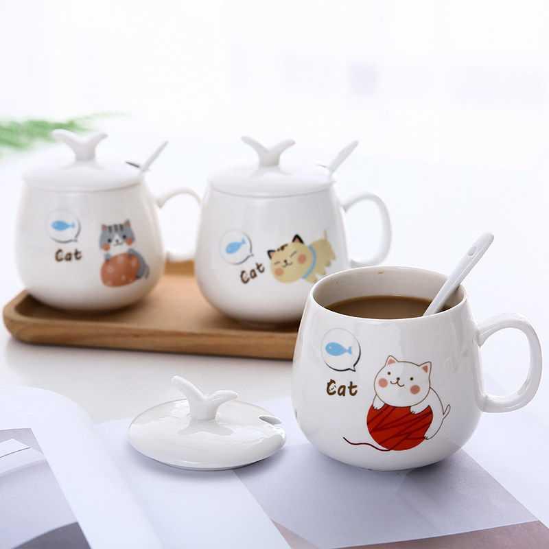 Lovely ceramic cups with cover the make tea spoon girl picking keller cup office coffee cup cereal cup