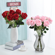 Fake rose simulation bouquet single flower arrangement Wedding home living room decoration silk flower decoration dried flower interior