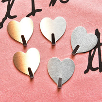 Korean style INS minimalist creative love peach heart silver sticky hook incognito soft sister girl heart-shaped hook room decoration