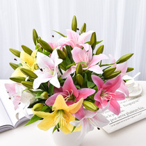Living room single perfume lily simulation bouquet silk flower Indoor dining table decoration Floral decoration Vase flower arrangement