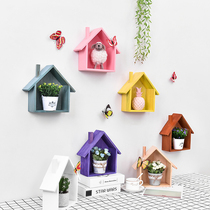Pastoral color small house Living room Shop Wall wall decoration Wall shelf Entrance room decoration