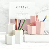 Korean chic style simple diamond 3 grid pen holder makeup brush storage bucket Desktop decoration decoration home finishing box