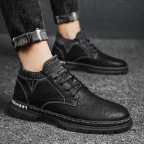 Winter casual leather shoes trend Joker mens retro tooling Martin boots mens low-help British wind winter mens boots