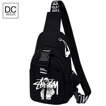 Black tide brand plus graffiti mens small chest bag casual crossbody bag oblique cross shoulder bag Mens tide brand new trend