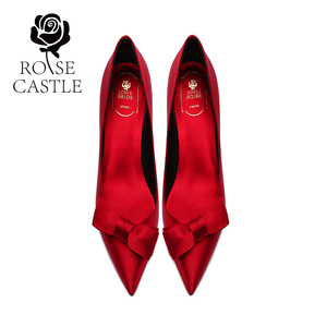 rose castle婚宴鞋 新娘鞋32小码33高跟结婚单鞋女41大码红色婚鞋