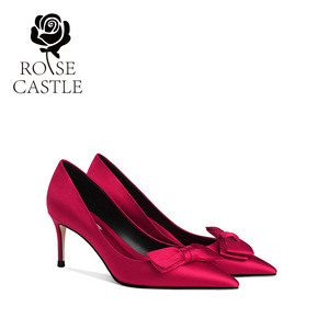 rose castle婚宴鞋 新娘鞋32小码33高跟结婚单鞋女41大码红色婚鞋