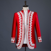 Wine red new festive court costumes mens dress annual meeting host mens costumes Chinese style Chinese style