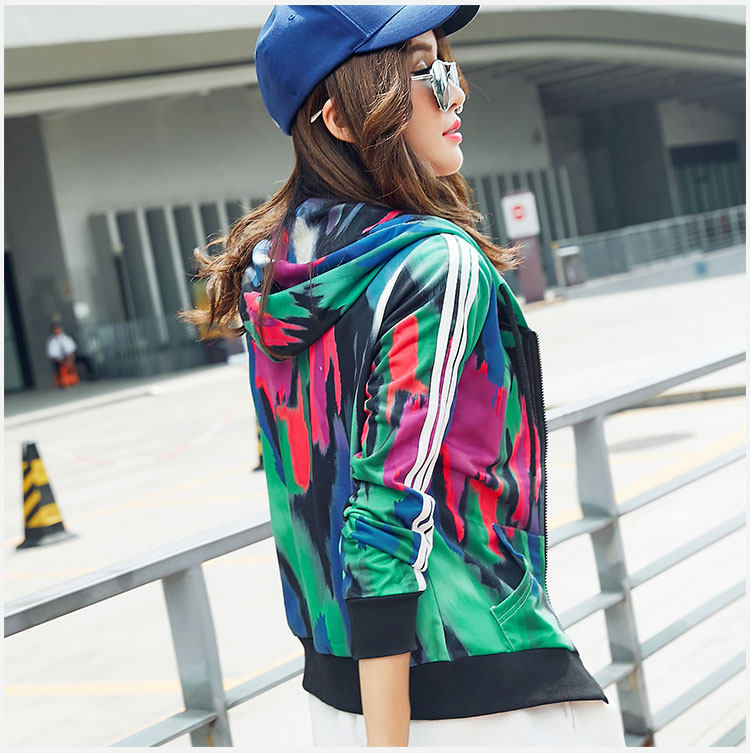 连帽运动外套女卫衣女开衫宽松薄款休闲女装上