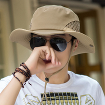 Outdoor hat Mens summer fisherman hat Visor hat Mens straw hat Sunscreen sun hat Summer Korean version tide fishing hat