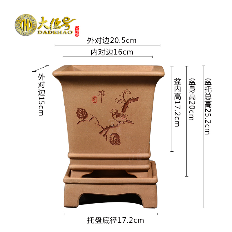 Greatness, square with bonsai pot tray yixing purple sand flowerpot of pottery and porcelain rich tree stump special orchid pot