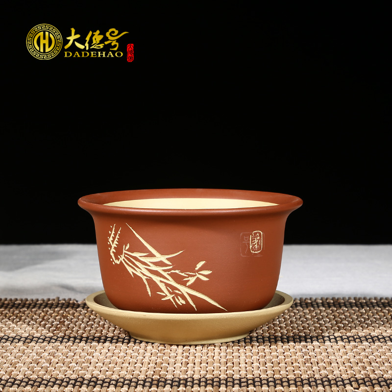 High - quality goods period of mud slurry carved made purple sand flowerpot for meaty plant asparagus rich red sandalwood, green plant trees