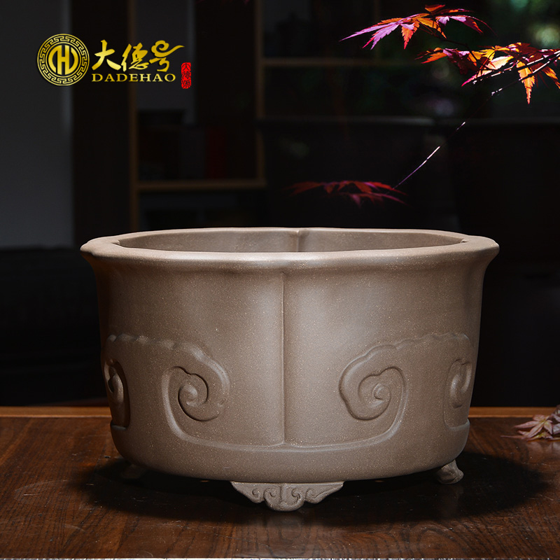 Violet arenaceous circular bonsai huai basin miniature creative boutique yixing pot fake rocks bibulous bonsai pot