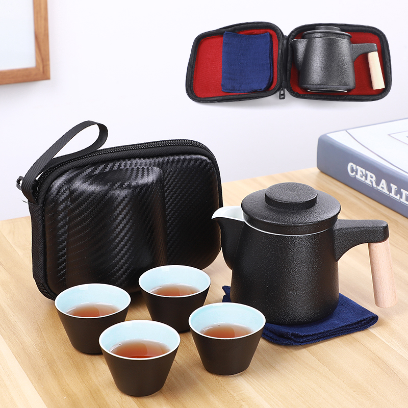 T travel tea set suit portable bag type, household cup teapot is suing the car kung fu a pot of 24:27 and a cup of tea