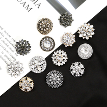 High-grade diamond-studded button womens cardigan sweater button small fragrance all-match decorative button top womens coat metal button