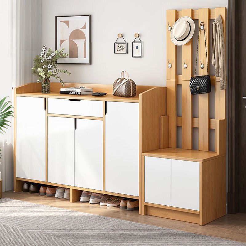 鞋柜衣架一体落地家用进门口靠墙衣帽柜玄关