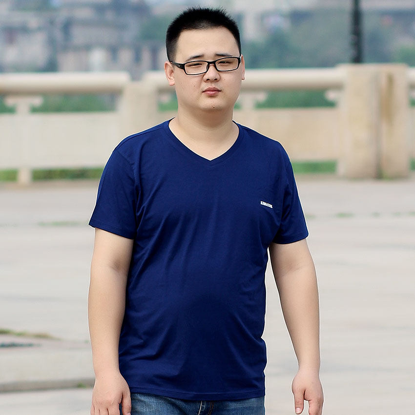 大码男装短袖t恤加肥加大体恤男士特大号胖人胖子肥佬半袖上衣潮