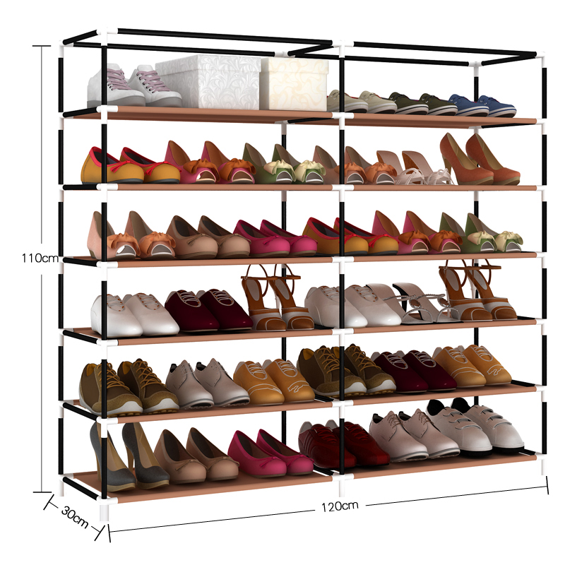 跃航简易鞋架 双排大容量组装鞋柜带防尘罩产品展示图3