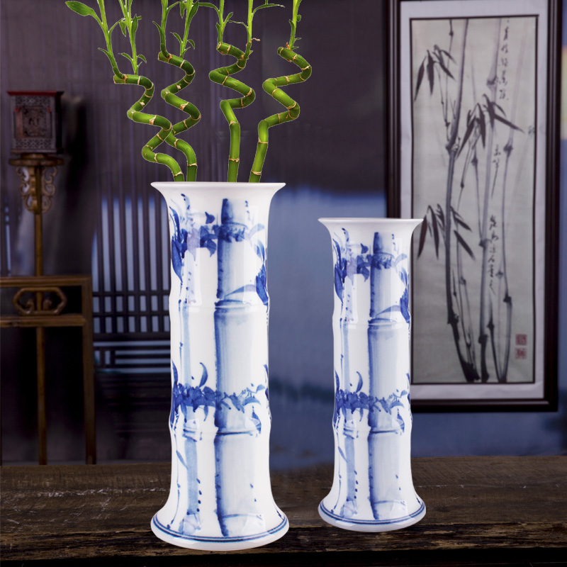 Jingdezhen ceramic lucky bamboo vase large landing hydroponic flower arrangement of I and contracted sitting room adornment porcelain furnishing articles