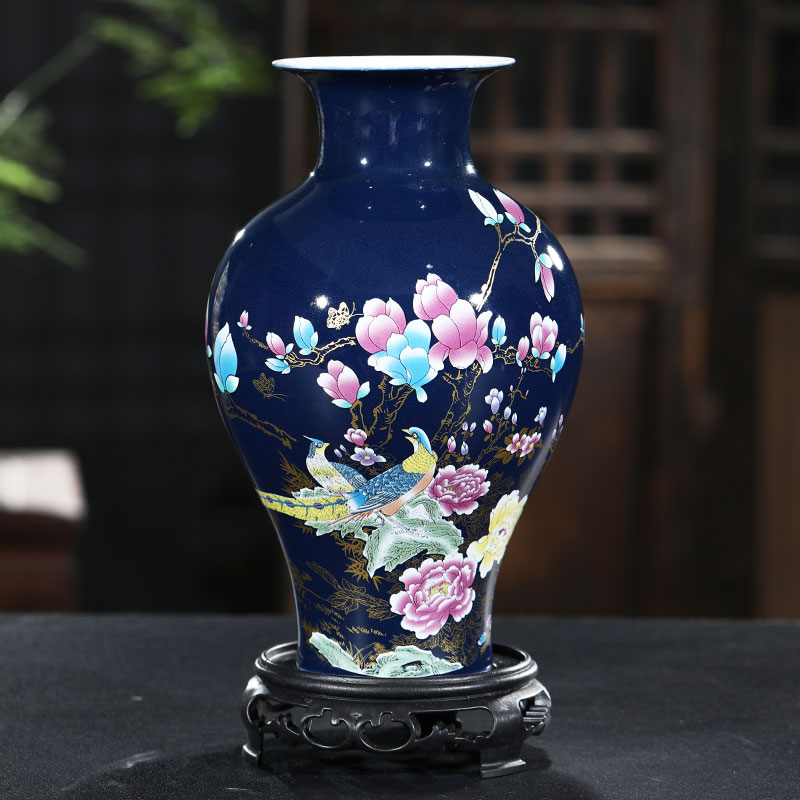 Porcelain of jingdezhen ceramics peacock enamel vase Chinese rich ancient frame wine sitting room adornment handicraft furnishing articles