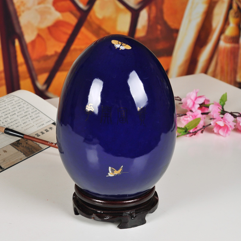 Jingdezhen ceramic vase furnishing articles XFX rich blue red process decorative vase peony gold China dense eggs