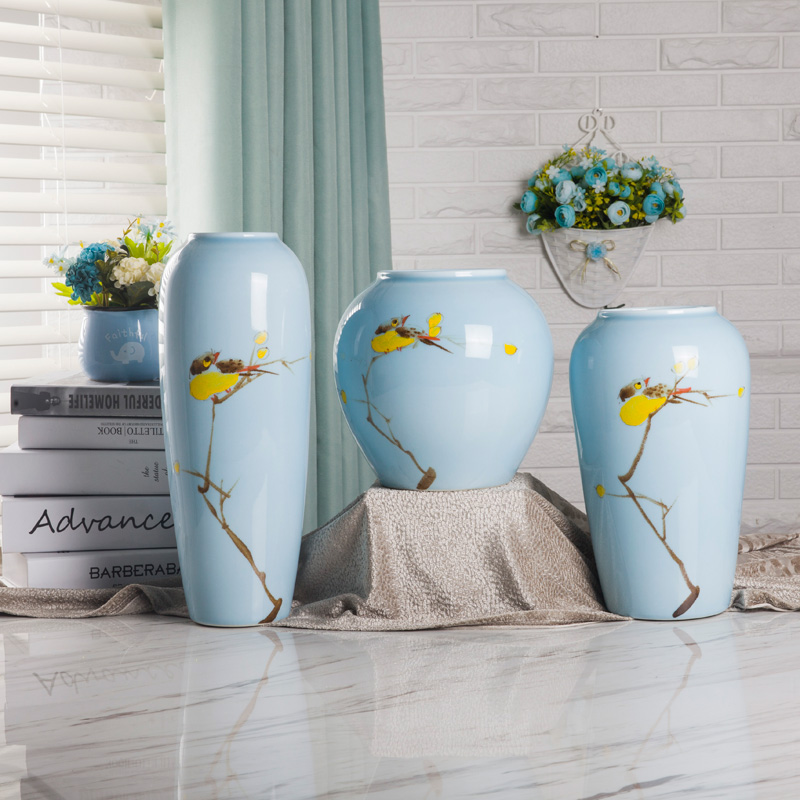 Jingdezhen new Chinese vase zen ceramic furnishing articles contracted and I living room TV cabinet ikea vase three - piece suit