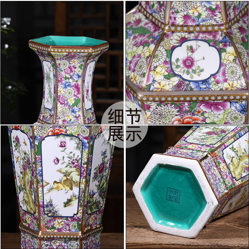 Chinese classical jingdezhen ceramics antique vase rich ancient frame vase sitting room furnishing articles furnishing articles of ceramic arts and crafts