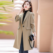 Small suit jacket woman 2021 new spring and autumn fashion temperament The Korean version of the long casual Western suit windsuit